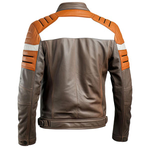 Rust Brown Cafe Racer Jacket