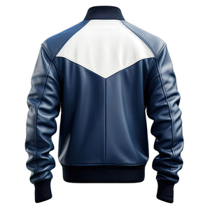 White Navy Zip Bomber Jacket