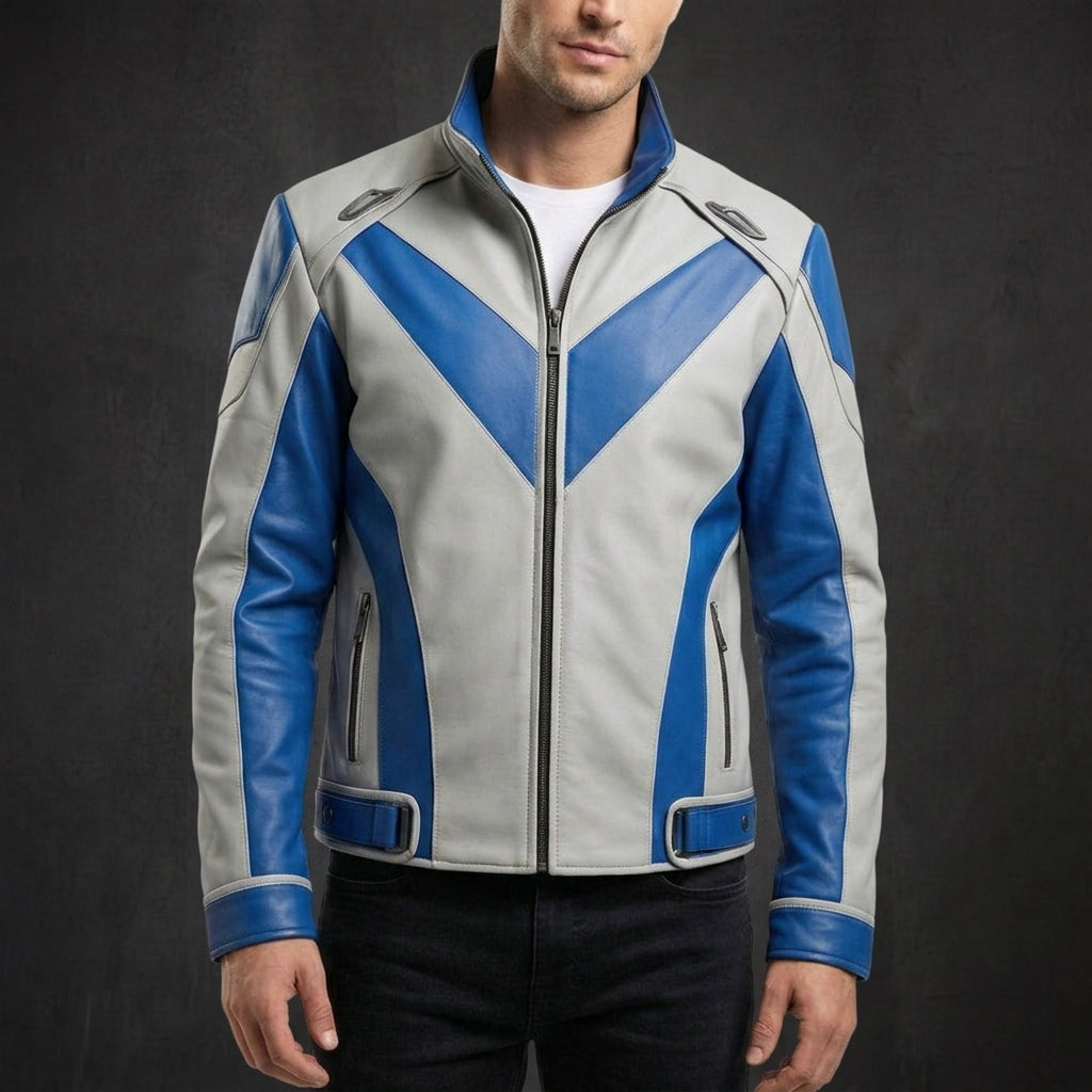 Royal Blue Cafe Racer Jacket