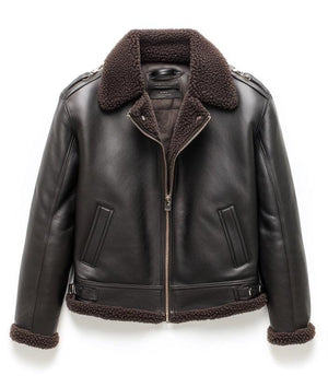 Dark Brown Sterling Aviator Jacket — side view