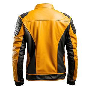 Grey Mustard Moto Jacket — back view