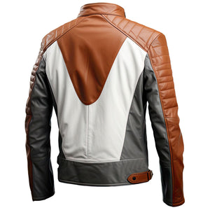 Charcoal Quilted Cafe Racer Jacket — back view