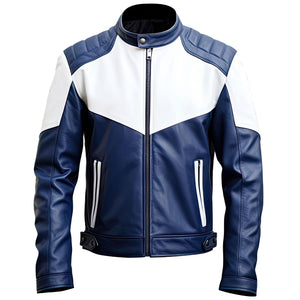 Navy White Racer Jacket — side view