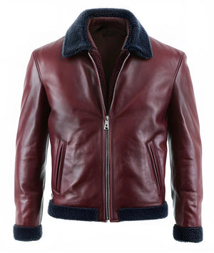 Burgundy Harlow Shearling Jacket — side view