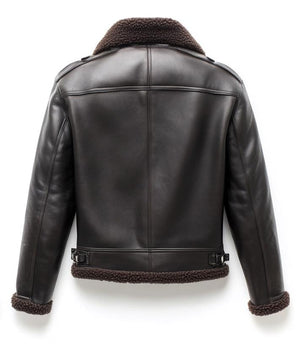 Dark Brown Sterling Aviator Jacket — back view
