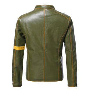 Green Vintage Cafe Racer Jacket — back view