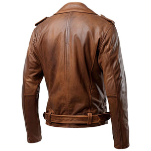 Chocolate Brown Marlow Biker Jacket — back view