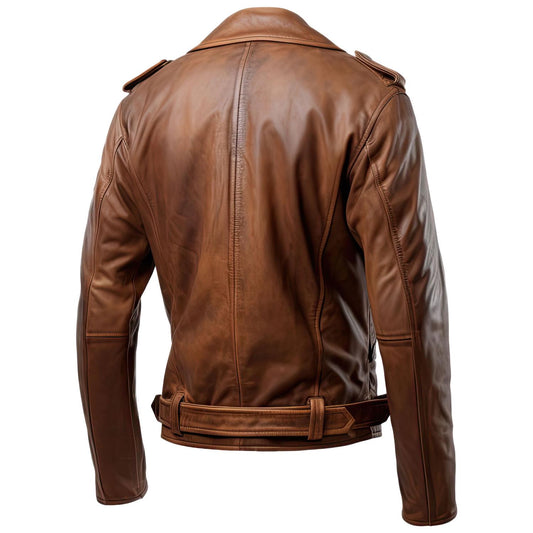Sigma Provides Men’s Chocolate Brown Sheepskin Jacket – Asymmetric Lapel Collar Multi-Zip Biker Style