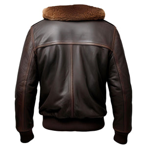 Dark Brown B3 Bomber Jacket — back view