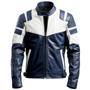 Navy White Ashford Racer Jacket — side view