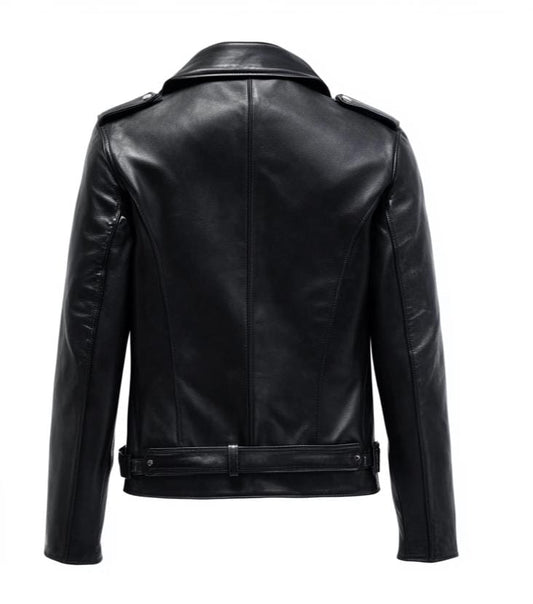 Sigma Provides Men’s Black Genuine Leather Jacket – Classic Asymmetric Zipper Real Biker Style