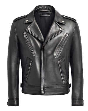 Smoke Grey Asymmetric Biker Jacket — side view