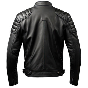 Black Quilted Moto Jacket — back view