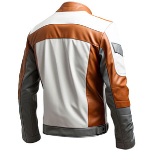 Brown White Racer Jacket — back view