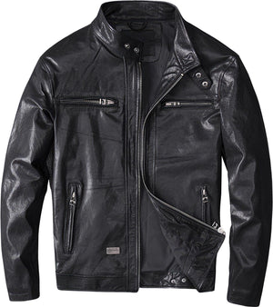 Black Moto Cafe Racer Jacket — side view