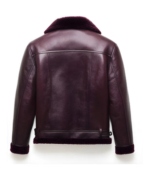 Maroon Northgate Shearling Jacket — back view
