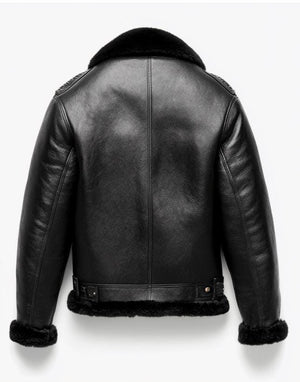 Black Northgate Shearling Jacket — back view