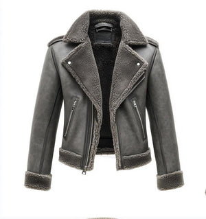 Ash Grey Harlow Shearling Jacket — side view
