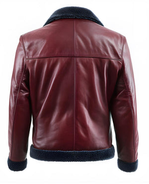 Burgundy Harlow Shearling Jacket — back view