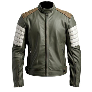 Moss Green Quilted Moto Jacket — side view