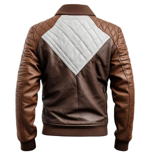 Coffee Grey Quilted Bomber Jacket — back view