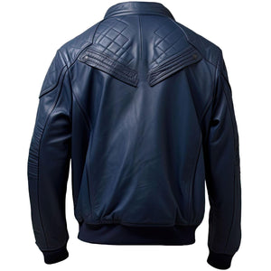 Navy Ashford Aviator Jacket — back view