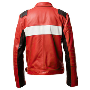 Red Black Moto Jacket — back view