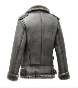 Ash Grey Harlow Shearling Jacket — back view