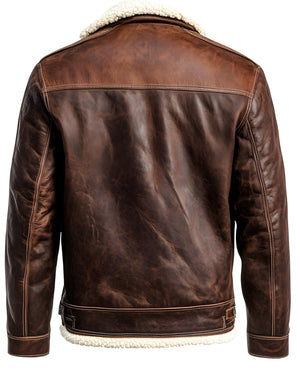Distressed Brown Sherpa Jacket — back view