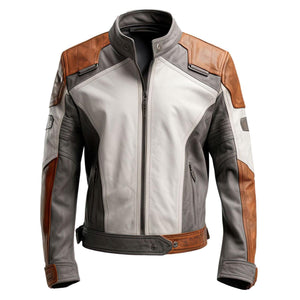 Distressed Brown Moto Jacket — side view