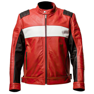 Red Black Moto Jacket — side view