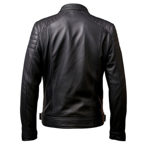 Black Multi Pocket Racer Jacket — back view