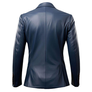 Navy Connaught Leather Blazer — back view