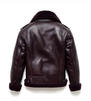 Maroon Harlow Shearling Jacket — back view