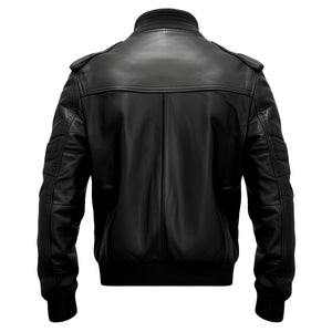 Black Sterling Bomber Jacket — back view