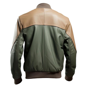 Olive Tan Bomber Jacket — back view