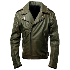Olive Crossover Biker Jacket — side view