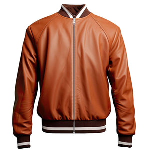 Brown Varsity Bomber Jacket — side view