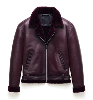 Maroon Northgate Shearling Jacket — side view