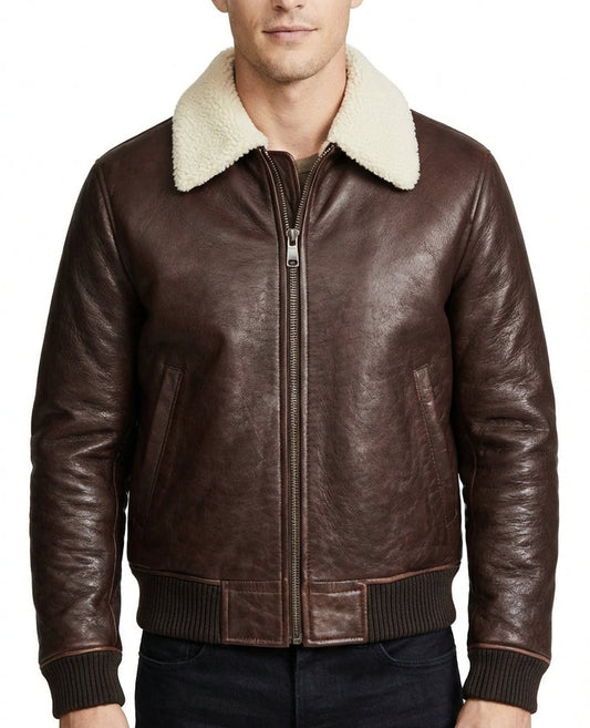 Men's Genuine Fur Bomber Jacket – Real Leather Winter Streetwear Classic by Sigma Leathers