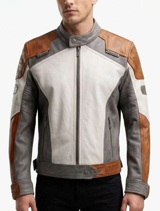Sigma Provides Men's Distressed Sheepskin Leather Moto Jacket, Slim Fit