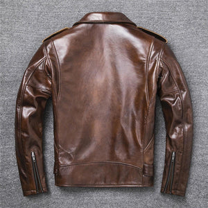 Vintage Brown Leather Coat — detail view