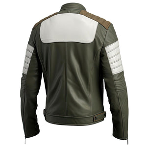 Moss Green Quilted Moto Jacket — back view