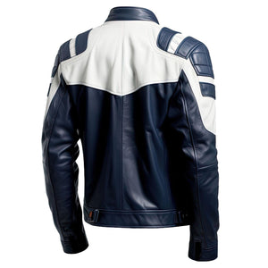 Navy White Ashford Racer Jacket — back view