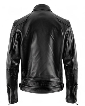Black Military Cafe Racer Jacket — back view