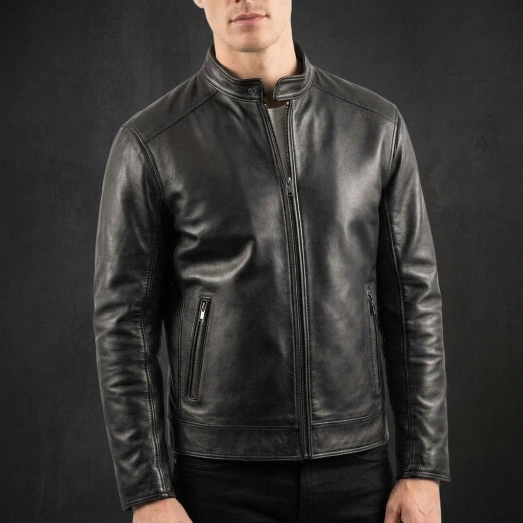 Black Classic Cafe Racer Jacket