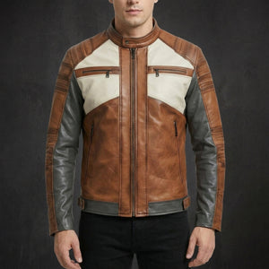 Brown Cream Moto Jacket