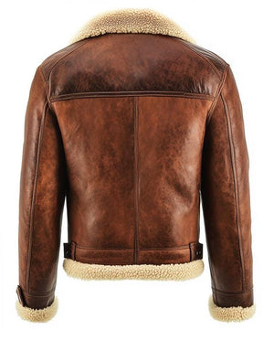 Brown Alden Shearling Jacket — back view