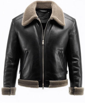Grey Whitmore Shearling Jacket — side view