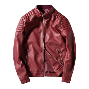 Red Quilted Cafe Racer Jacket